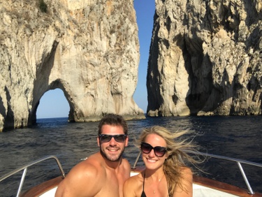 Visiting Lovers Rock on a private boat tour in Capri, Italy!
