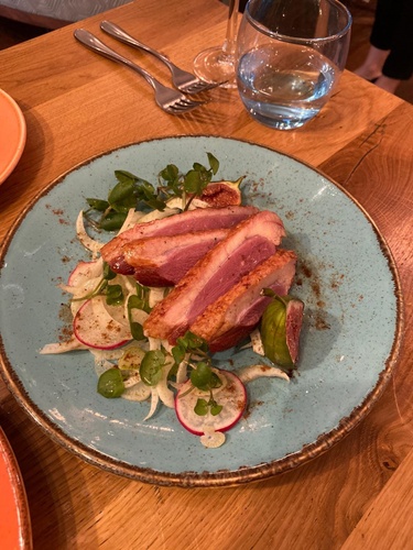 Smoked duck breast, confit fig, fennel & five spice