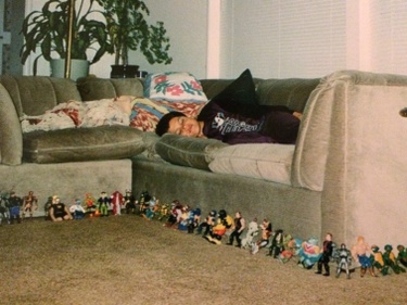 Toddy exhausted from organizing all his action figures