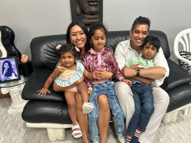 Engagement celebration in Chicago, with Priya's nieces and nephew