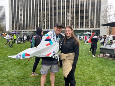 03/19/2023. Century City, California. Celebrating Cole finishing his third Los Angeles Marathon. 
