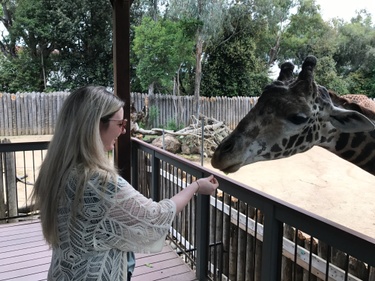 Allie & her Giraffe friend, Sacramento 2018