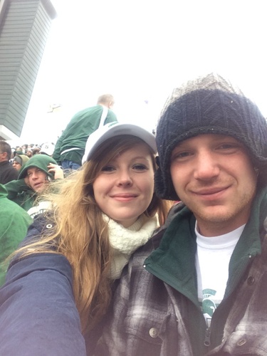 MSU football game, 2015. Our first and only in person game. We walked all the way to and from the stadium (~1hr each way).