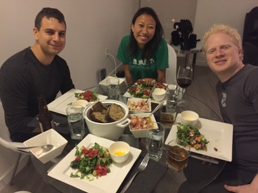 Enjoying many a meal (fancy lobster night!) with neighbors / family - Laura's brother, Steve and his girlfriend Marlene