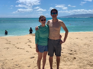 Our first day at the beach in Hawai'i.