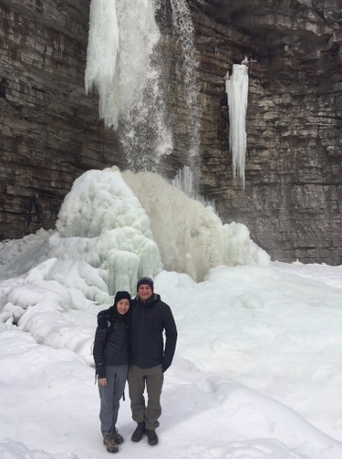 The day we got engaged in upstate NY at a frozen waterfall