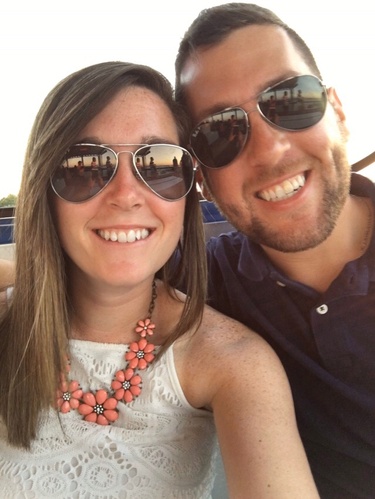The first picture we ever took together! July, 2017 

on a Sunset sail in Freeport, NY.  (Before the sunset sail, we had dinner at a restaurant where we both became easily distracted by the waiter who dropped the other tables credit card which slipped through the cracks of the dock and the card fell into the water)