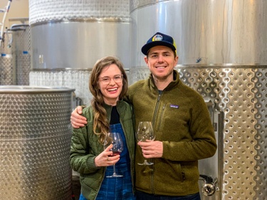 At our favorite winery (Winter's Hill) in Oregon during the winter.