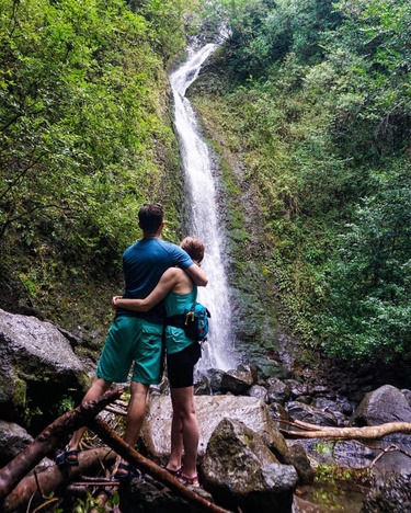 Exploring new waterfalls in Hawai'i.