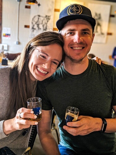 At our favorite brewery (Ursa Minor) in Duluth, Minnesota.