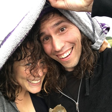 Rainy beach campfire attempt!  Still a blast!