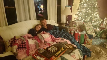Christmas Night, 2015. My mom had made me the pink quilt as a gift that year. Still my favorite blanket. 