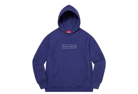 Supreme x KAWS Chalk Logo Hooded Sweatshirt Washed Navy