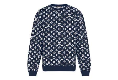 Luxury Louis Vuitton Crewneck Sweatshirt Monogram Blue White (2020