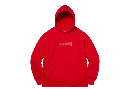 Supreme x KAWS Chalk Logo Hooded Sweatshirt Red (SS21)