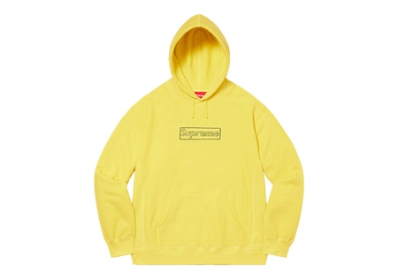 Supreme x KAWS Chalk Logo Hooded Sweatshirt Light Lemon (SS21