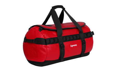 Supreme x The North Face Leather Base Camp TNF Duffel Bag Red