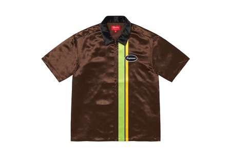 Supreme Satin Zip Up S/S Work Shirt Brown (SS22) | TBC - KLEKT