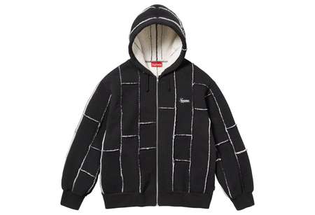 Supreme Faux Shearling Zip Up Hooded Sweatshirt Black (FW23) | TBC