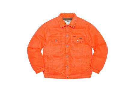 Supreme x Schott Canvas Down Trucker Jacket Neon Orange (FW22 