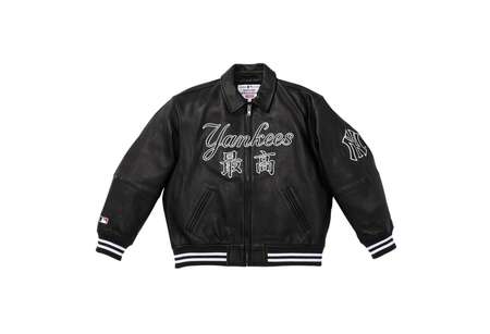 Supreme x New York Yankees™ Kanji Leather Varsity Jacket Black (FW22)