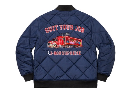 Supreme Quit Your Job Quilted Work Jacket Navy (FW21) | FW21 - KLEKT