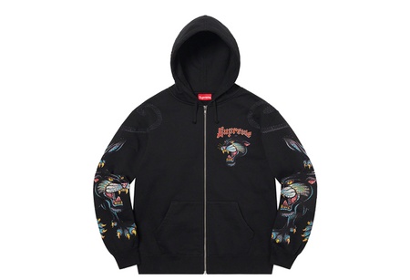 Supreme Panther Zip Up Hooded Sweatshirt Black (SS21) | SS21 - KLEKT