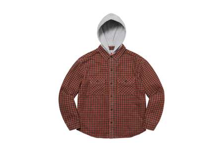Supreme Houndstooth Flannel Hooded Shirt Red (FW22) | TBC - KLEKT