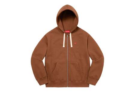 Supreme Small Box Drawcord Zip Up Hooded Sweatshirt Brown (FW22