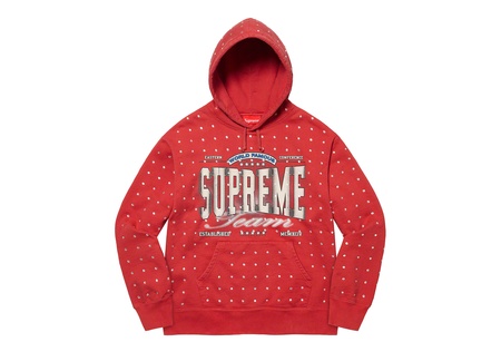 Supreme Rhinestone Hooded Sweatshirt Burnt Red