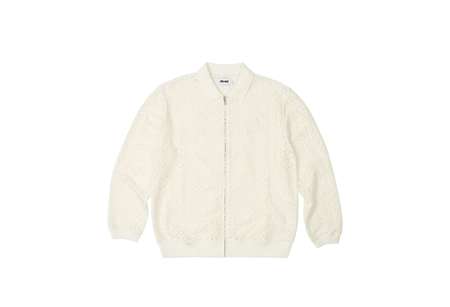 Palace Crochet Zip Longsleeve Polo White (FW23) | TBC - KLEKT