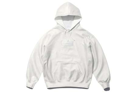 x MM6 Maison Margiela Foil Box Logo Hooded Sweatshirt White (SS24)