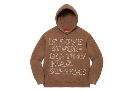 Supreme Stronger Than Fear Hooded Sweatshirt Olive Brown