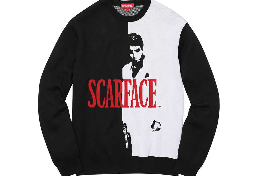 Supreme Scarface Split Crewneck Sweatshirt Black (FW17)