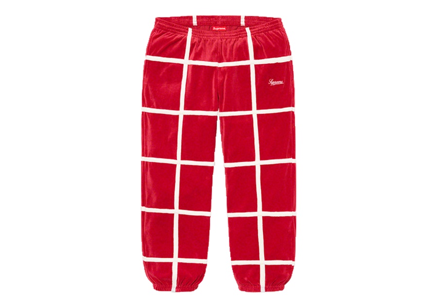 Supreme Grid Taping Velour Pant Red (SS20) 