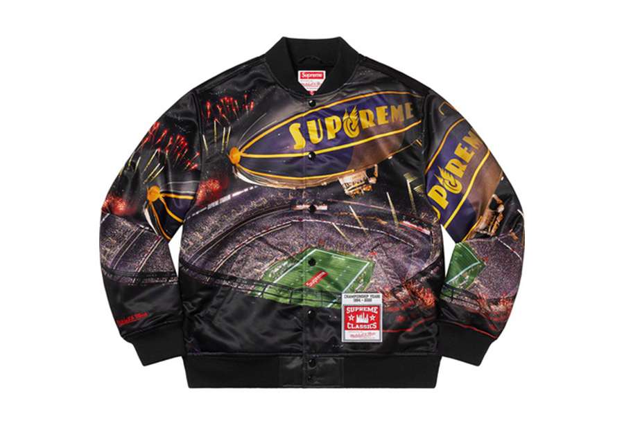 Supreme x Mitchell & Ness Stadium Satin Varsity Jacket Black (SS22)