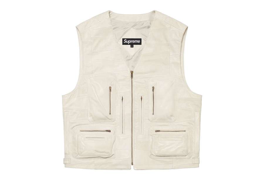 Supreme Patchwork Leather Cargo Vest White (SS23)