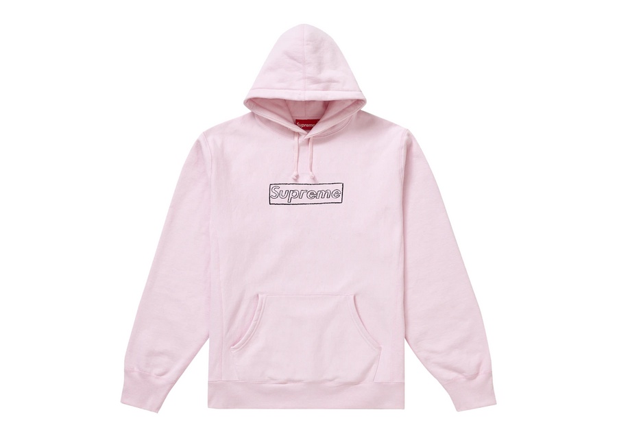 Supreme x KAWS Chalk Logo Hooded Sweatshirt Light Pink (SS21)