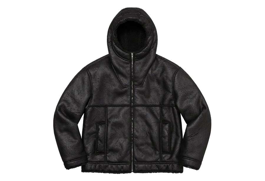 Supreme Faux Shearling Hooded Jacket Black (SS23)