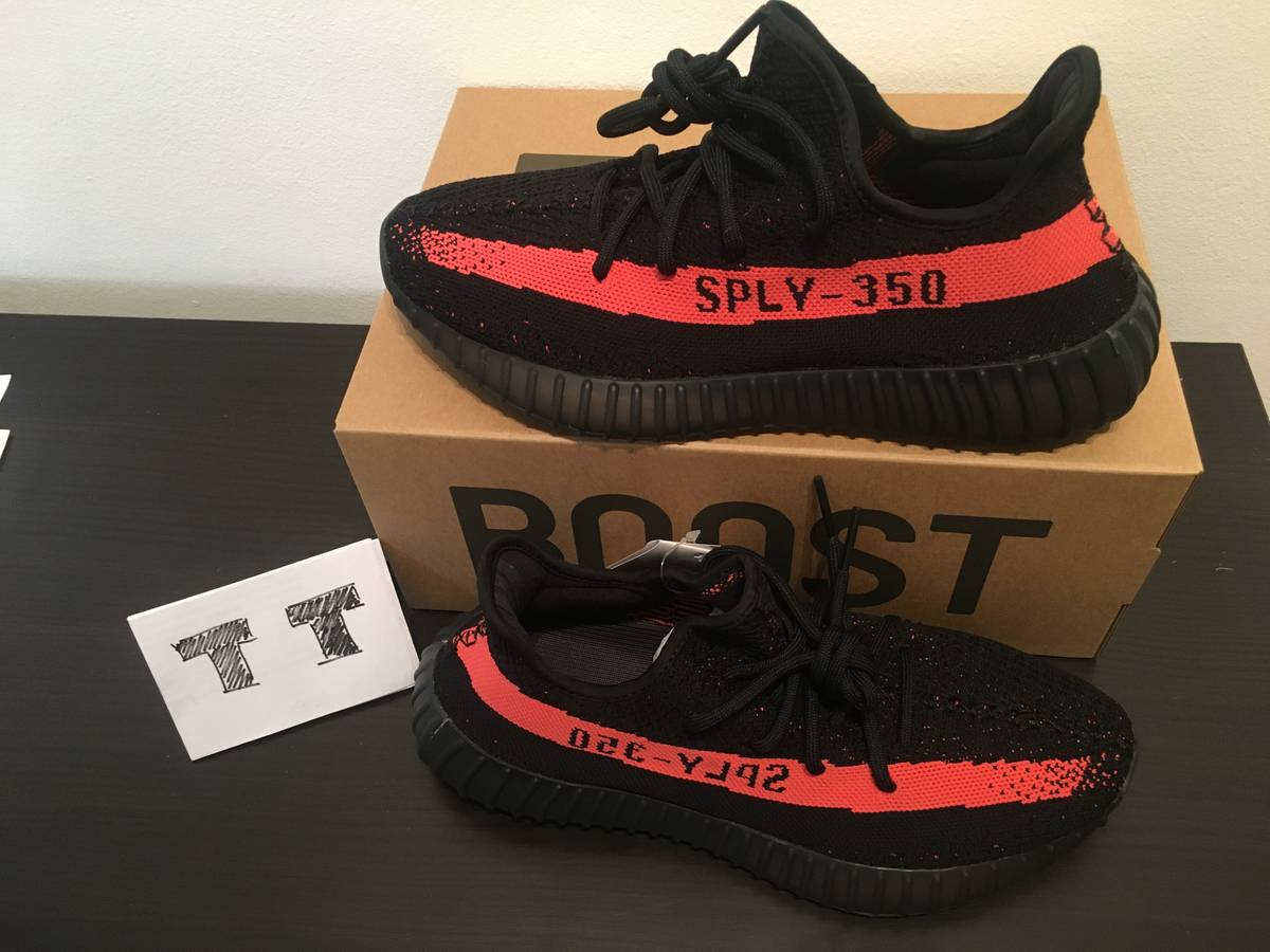adidas Yeezy Boost 350 V2 'red Stripe' Core Black Red SPLY By9612 