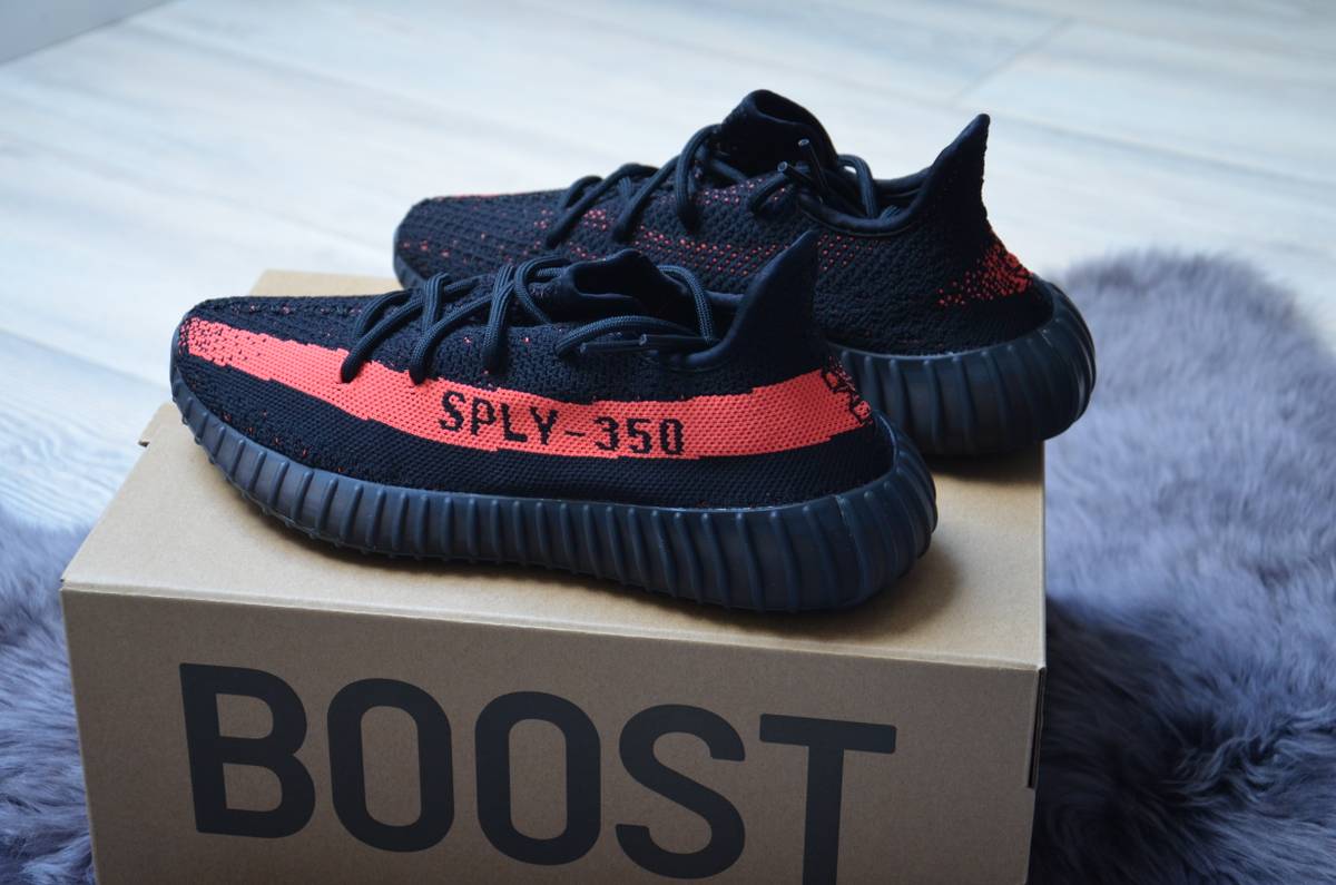 Adidas Yeezy Boost 350 v2 Bred Black / Red Size 12 100% Authentic