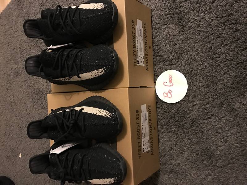 Adidas Yeezy Boost 350 V2 Black White BY1604 Size 9