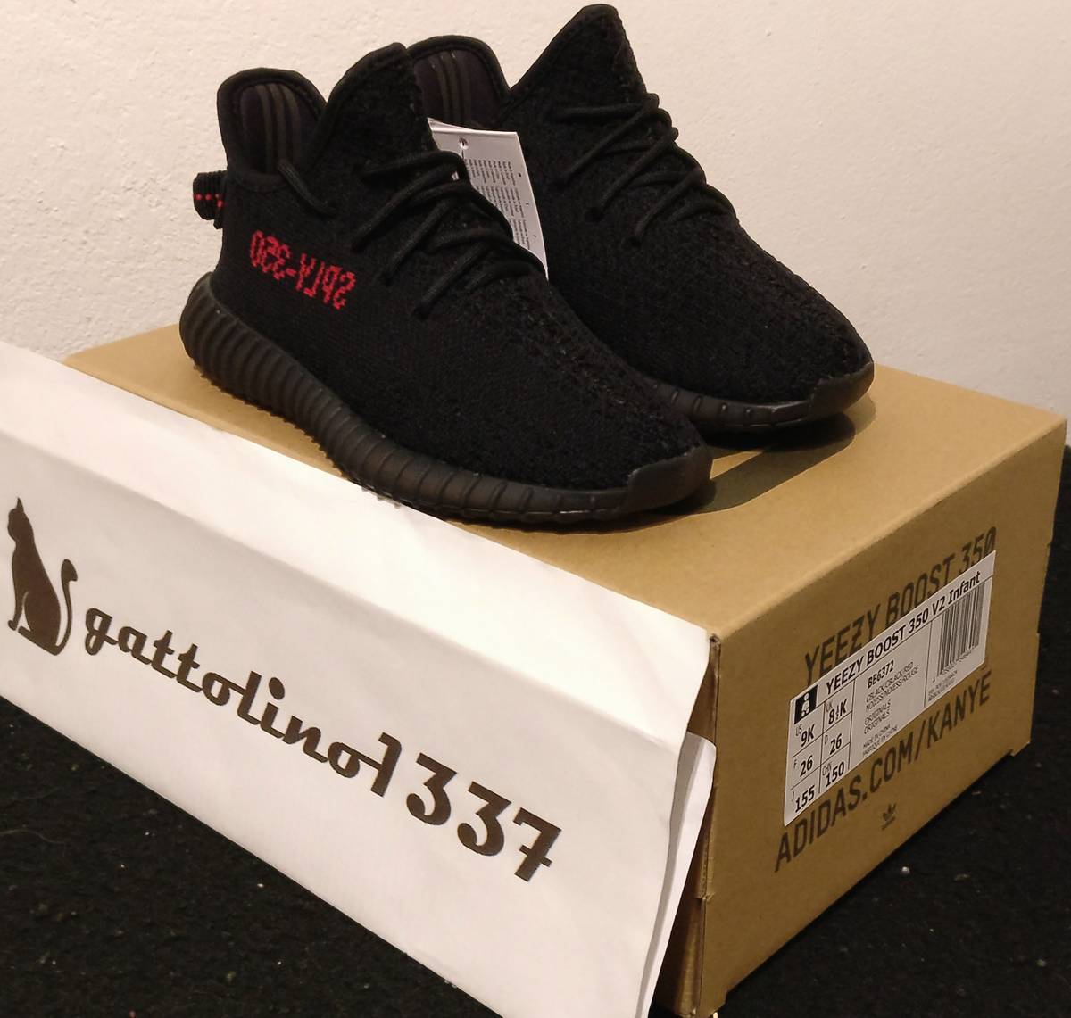 NEW Adidas Yeezy Boost 350 V 2 Core Black Red Infant Shoes