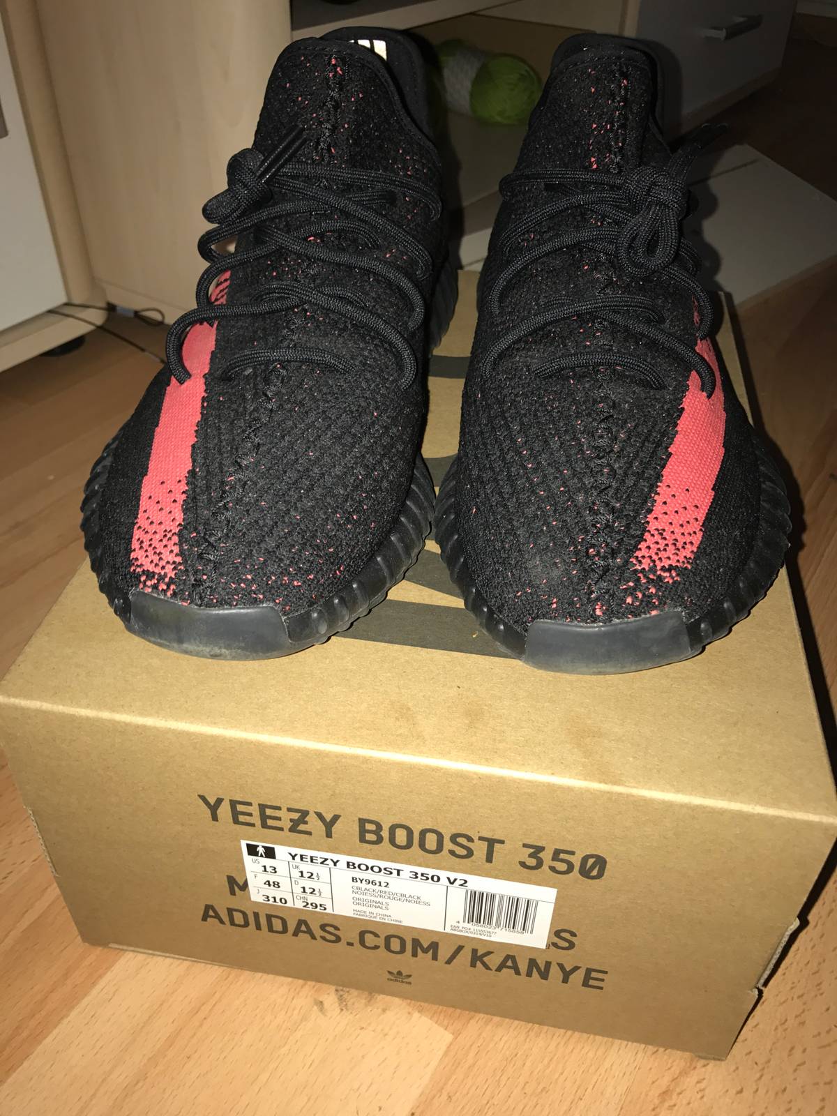 Adidas Yeezy 350 Boost v2 Core Black Red CP 9652 Size US Mens 7