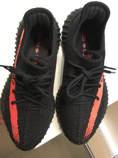 ADIDAS YEEZY BOOST 350 v2, Core Black / Red Core Black, Size 11