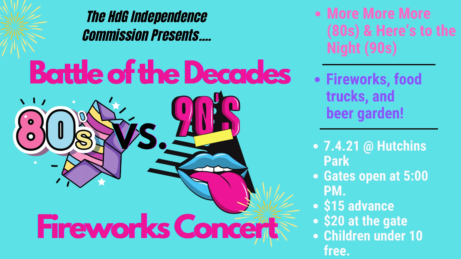 Battle of the Decades Fireworks Concert SponsorMyEvent