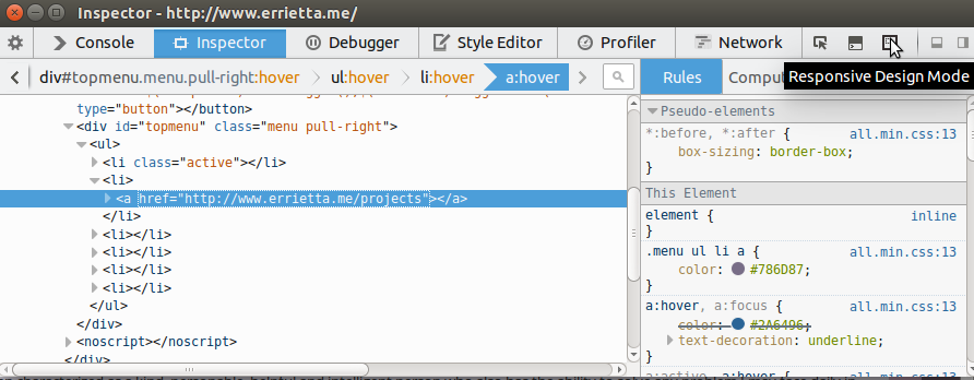 Firefox device emulation