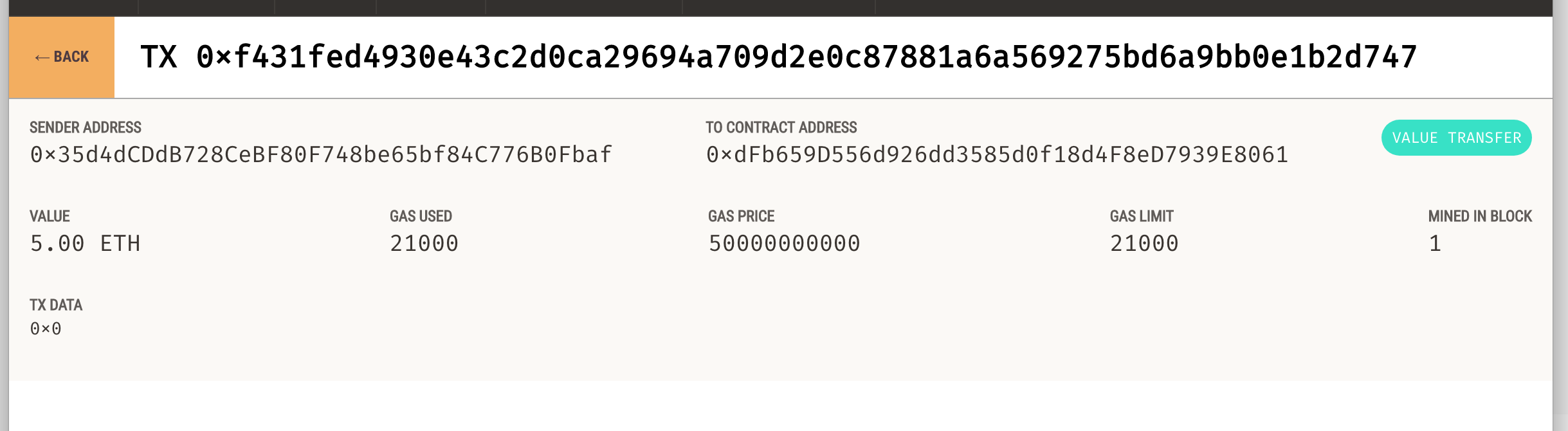 Ganache transaction view