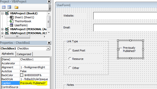 VBA in Excel