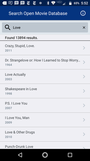 Search results with FlatList